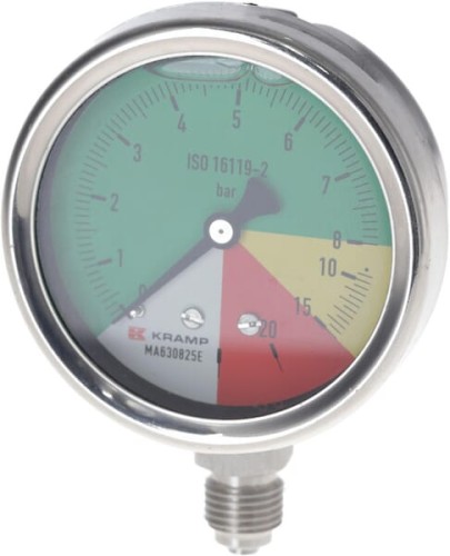 Manometr Ø 63 mm 0-8-15-25 bar przyłącze dolne 1/4" ET MA630825E - Intertraktor