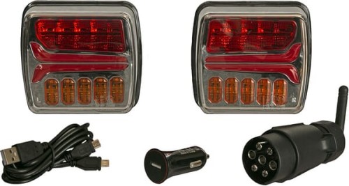 Zestaw lamp bezprzewodowych LED, kwadratowych, 12V, Li-ion, na magnes, wtyczka 7-pin, Kramp LA60035 - Intertraktor