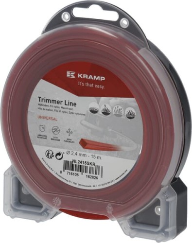 Żyłka tnąca Ø 2.4 mm 15 m kwadratowa czerwona Kramp NL2415SKR - Intertraktor