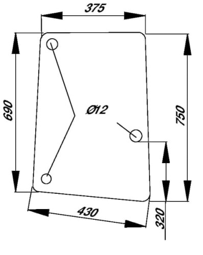 Szyba kabiny, boczna, prawa L113305N - Intertraktor