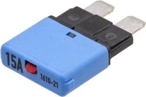 Bezpiecznik termiczny, manualny reset 28V 15A L=34.4 mm niebieski E.T.A SI25015