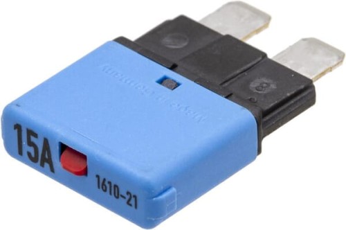 Bezpiecznik termiczny, manualny reset 28V 15A L=34.4 mm niebieski E.T.A SI25015 - Intertraktor