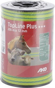 Taśma ogrodzeniowa Top Line Plus, 20 mm 200 m, żółta/zielona AKO 449582
