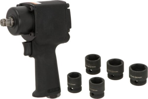 Pneumatyczny klucz udarowy 1/2" + nasadki 1/2", 680 Nm, typ Super Mini 1919101205KR - Intertraktor
