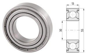 Łożysko kulkowe zwykłe 30x55x13 mm 77776006ZZ