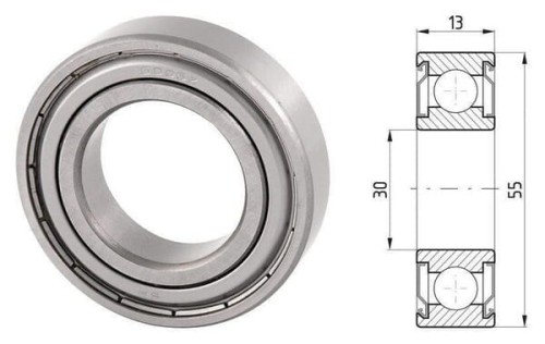 Łożysko kulkowe zwykłe 30x55x13 mm 77776006ZZ - Intertraktor