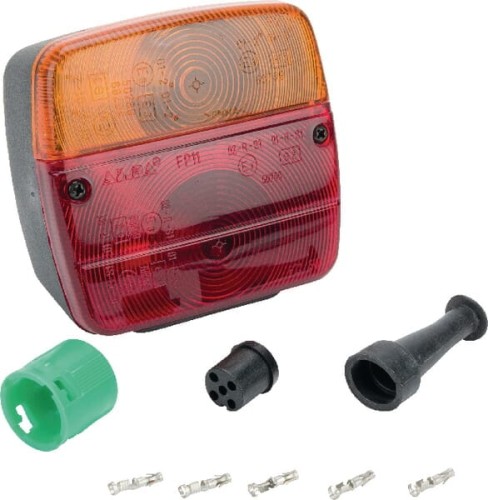 Lampa zespolona tylna, lewa kwadratowa 12V czerwona/pomarańczowa przykręcana 108x103x103 mm Bayonet Ajba LA18006 - Intertraktor