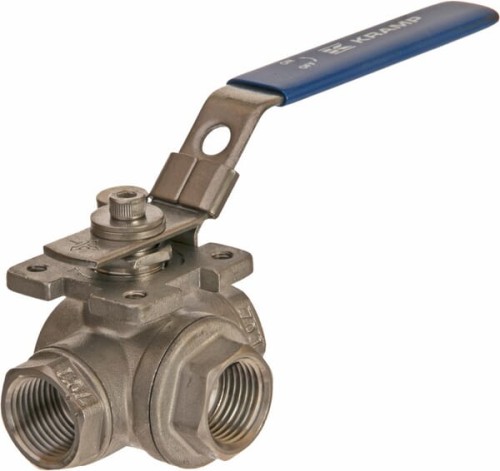 Zawór kulowy 3-drożny T 1/2" ze stali nierdzewnej BV3T12FSS - Intertraktor