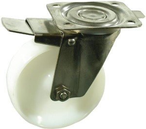 Koło skrętne PA Ø 125x40 mm z hamulcem, podstawa montażowa ze stali nierdzewnej 105x85 mm nośność 150 kg Ro-Carr WH600N125