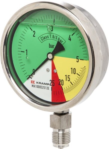 Manometr Ø 100 mm 0-5-20-25 bar przyłącze dolne 1/2" ET MA100052512E - Intertraktor