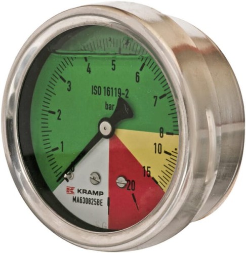 Manometr Ø 63 mm 0-8-15-25 bar przyłącze tylne 1/4" ET MA630825BE - Intertraktor