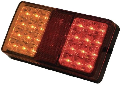 Lampa tylna zespolona LED, prostokątna, 12/24V czerwona/pomarańczowa, przykręcana 24 LED LA26002AR - Intertraktor