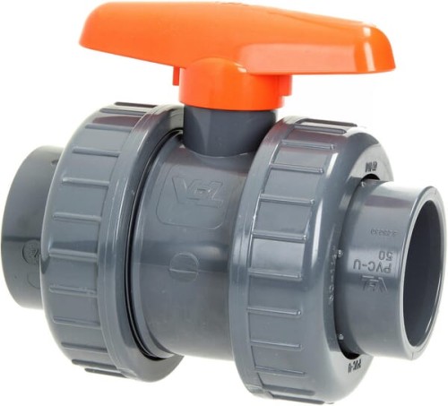 Zawór kulowy z PCW z mufami wklejanymi VdL, DN 50 x 50 mm KS050050PVC - Intertraktor