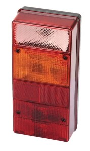 Lampa tylna zespolona, lewa, prostokątna, czerwona/przezroczysta/pomarańczowa, przykręcana Ajba LA16114