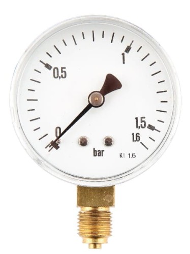 Manometr ø63 mm, 0-1.6 bar przyłącze dolne 1/4" MA63016L04ST - Intertraktor