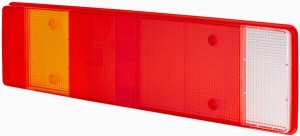 Klosz lampy, czerwony/przezroczysty/pomarańczowy, prostokątny 468x134x30 mm tylny/lewy/prawy Hella 9EL152889001