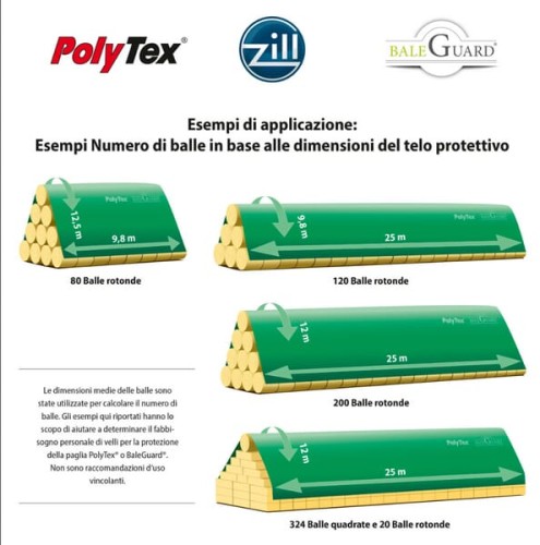 Włóknina ochronna do bel słomy, siana i ziarna PolyTex® DLG 9.8x25 m 27098250 - Intertraktor