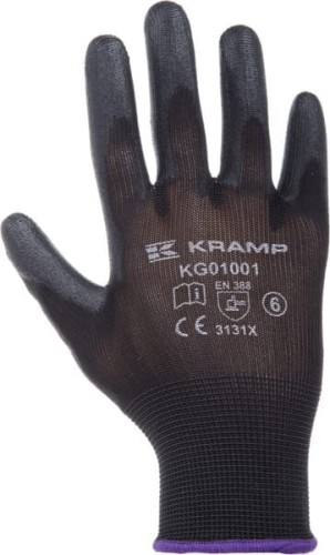 Rękawice robocze roz. 8/M czarne, 3-pak nylon/polyester L=24 cm Protect Kramp KG0100108 - Intertraktor