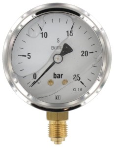 Manometr glicerynowy, Ø 63 mm 0-25 bar, przyłącze dolne 1/4" MA6325L04SSGF
