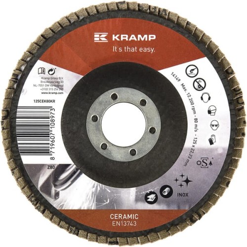Tarcza szlifierska wachlarzowa, 125x22 mm K80 Ceramic Kramp 125CEK80KR - Intertraktor