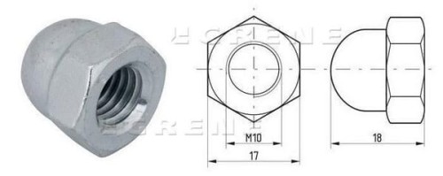Nakrętka kołpakowa DIN1587 stalowa ocynk kl. 6 M10x1.50 Kramp 041210 - Intertraktor