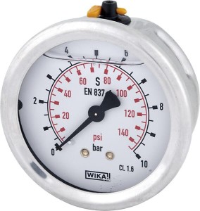 Manometr glicerynowy, ø63 mm, 10 bar, przyłącze tylne 1/4" B711W063010T