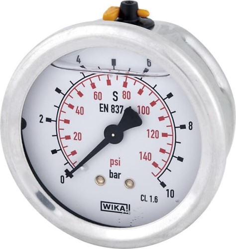Manometr glicerynowy, ø63 mm, 10 bar, przyłącze tylne 1/4" B711W063010T - Intertraktor