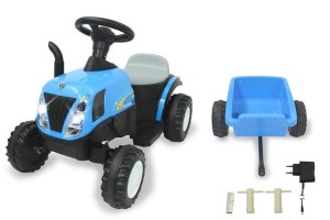 Jeździk New Holland z przyczepą, niebieski, 6V   JA460482