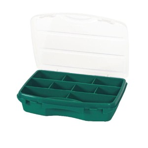 Kasetka asortymentowa, 50x190x42 mm, zielona polipropylenowa, 9 przegródek 20-9 Tayg 020001TAY