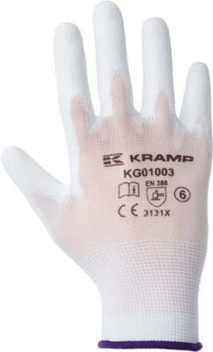 Rękawice robocze roz. 6/XS białe, 3-pak nylon/polyester L=22 cm Protect Kramp KG0100306 - Intertraktor