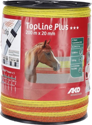 Taśma ogrodzeniowa Top Line Plus, 20 mm 200 m, żółta AKO 449563 - Intertraktor