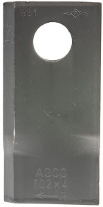 Nożyk kosiarki rotacyjnej prawy 102x48x4 mm otwór Ø 19 mm okrągły pasuje do Fella 140692
