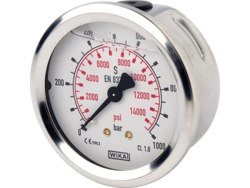 Manometr glicerynowy, ø63 mm, 1000 bar, przyłącze tylne 1/4" B711W0631000T - Intertraktor
