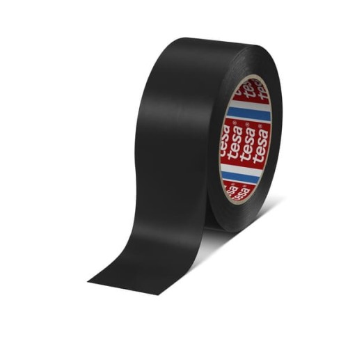 Taśma do znakowania podłóg PCW, czarna, 33 m x 50 mm, TesaFLEX® T041690005593 - Intertraktor