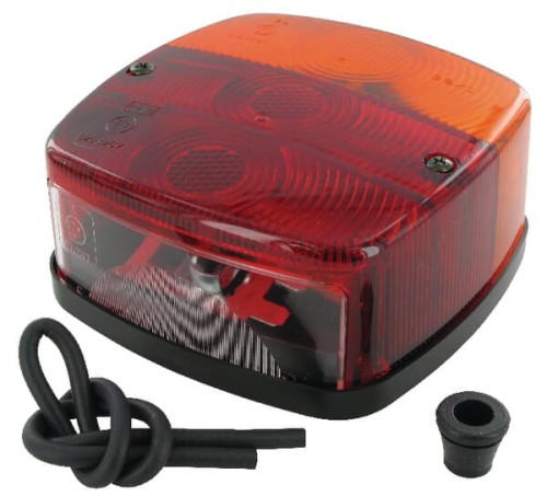 Lampa zespolona tylna, kwadratowa 12V czerwona/pomarańczowa przykręcana z wtyczką płaską Geka BBSK1235 - Intertraktor