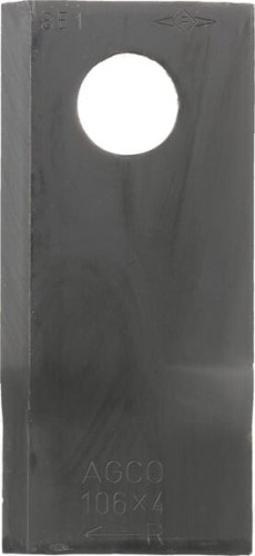 Nożyk kosiarki rotacyjnej prawy 106x48x4 mm otwór Ø 19 mm okrągły pasuje do Fella 122330 - Intertraktor