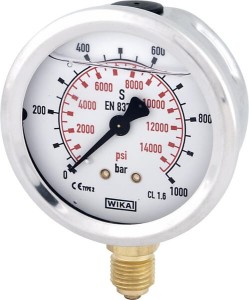 Manometr glicerynowy, Ø 63 mm 1000 bar, przyłącze dolne 1/4" B711W0631000D