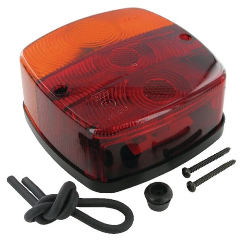 Lampa zespolona tylna, kwadratowa 12V czerwona/pomarańczowa przykręcana z wtyczką płaską Geka BBS1235 - Intertraktor
