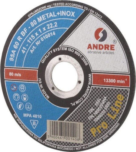 Tarcza do cięcia stali Andre, płaska 115 x 1 x 22 1861161310 - Intertraktor