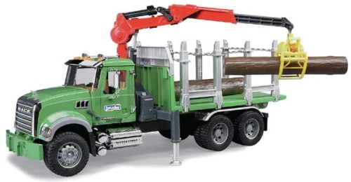 Zabawka ciężarówka do przewozu drewna z żurawiem Mack Granite U02824 - Intertraktor