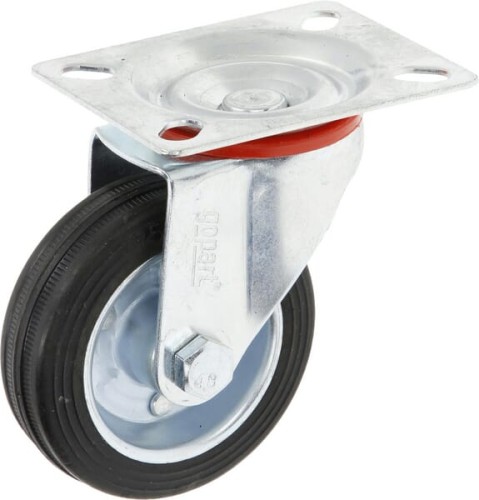 Koło metalowo gumowe skrętne gopart, 75 mm 508175GP - Intertraktor