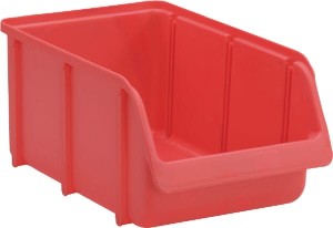 Pojemnik warsztatowy, 205x335x155 mm, czerwony polipropylenowy, Linbin no. 4 Hünersdorff WE6741