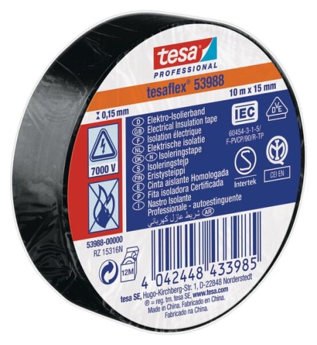Taśma izolacyjna z miękkiego PCW, czarna, 10 m x 15 mm TesaFLEX® T539880000000 - Intertraktor