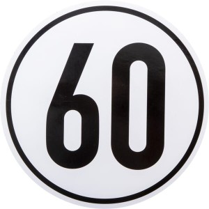 Naklejka z ograniczeniem prędkości pojazdu: 60 km/h Ø 200 mm BF60