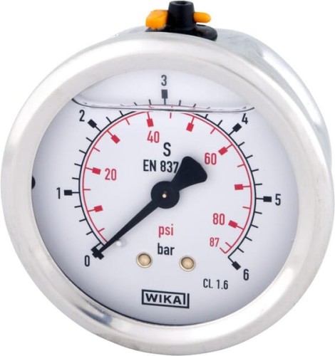 Manometr glicerynowy, ø63 mm, 6 bar, przyłącze tylne 1/4" B711W063006T - Intertraktor
