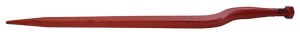 Ząb ładowacza, wygięty: 56 mm profil kwadratowy 36x820 mm końcówka szpiczasta z nakrętką M24x2 czerwony Kverneland KK221195