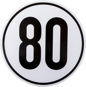 Naklejka z ograniczeniem prędkości pojazdu: 80 km/h Ø 200 mm BF80