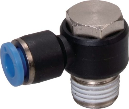 Złącze wtykowe kątowe, obrotowe, stożkowy gwint zew. 1/8" 10 mm Kramp BCS1018P - Intertraktor