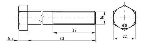 Śruba pół gwint DIN931 M14x80 mm kl.8.8 02101408088 - Intertraktor