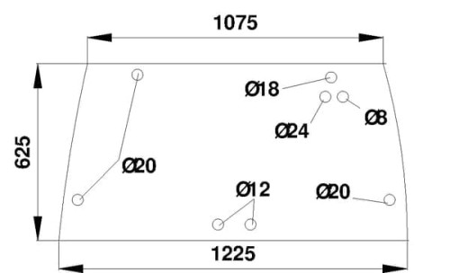Szyba tylna, górna D7081 - Intertraktor